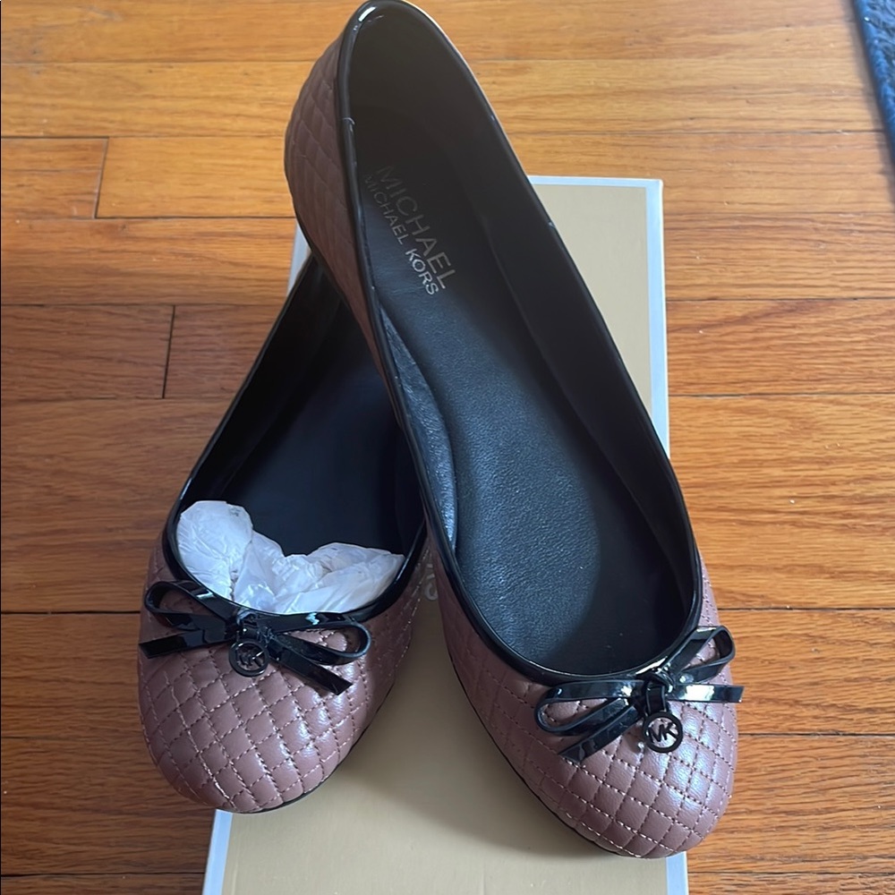Michael Kors Women's Quilted Brown Ballet Flats
